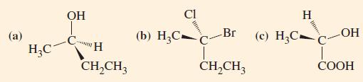 HC   CHCH3 (b) H3C- Cl -Br CHCH3  (c) H3C-c - COOH