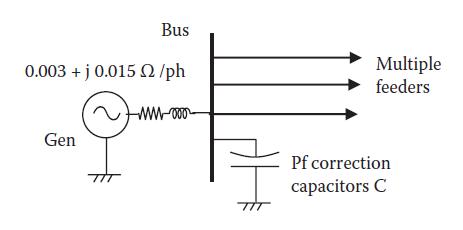 Bus 0.003+1 0.015 2/ph ww-000 Gen Multiple feeders Pf correction capacitors C