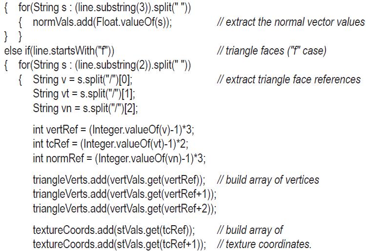 { for(Strings: (line.substring(3)).split("")) } } else if(line.startsWith("f"))