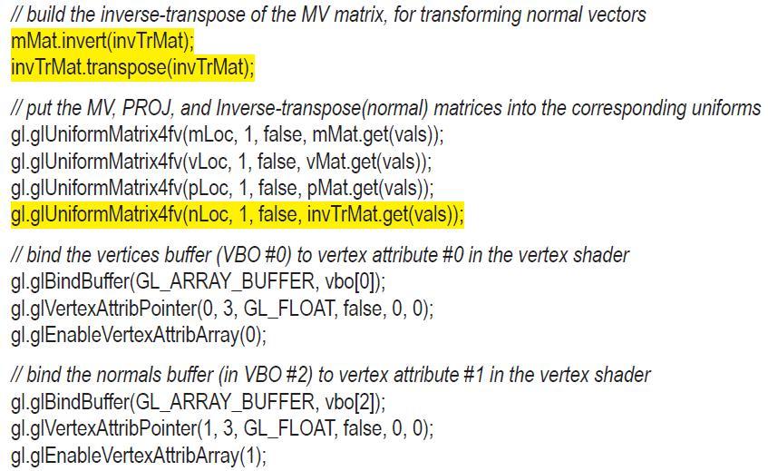 // build the inverse-transpose of the MV matrix, for transforming normal vectors mMat.invert(inv TrMat);