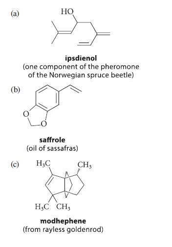 (b) (c) HO ipsdienol (one component of the pheromone of the Norwegian spruce beetle) saffrole (oil of