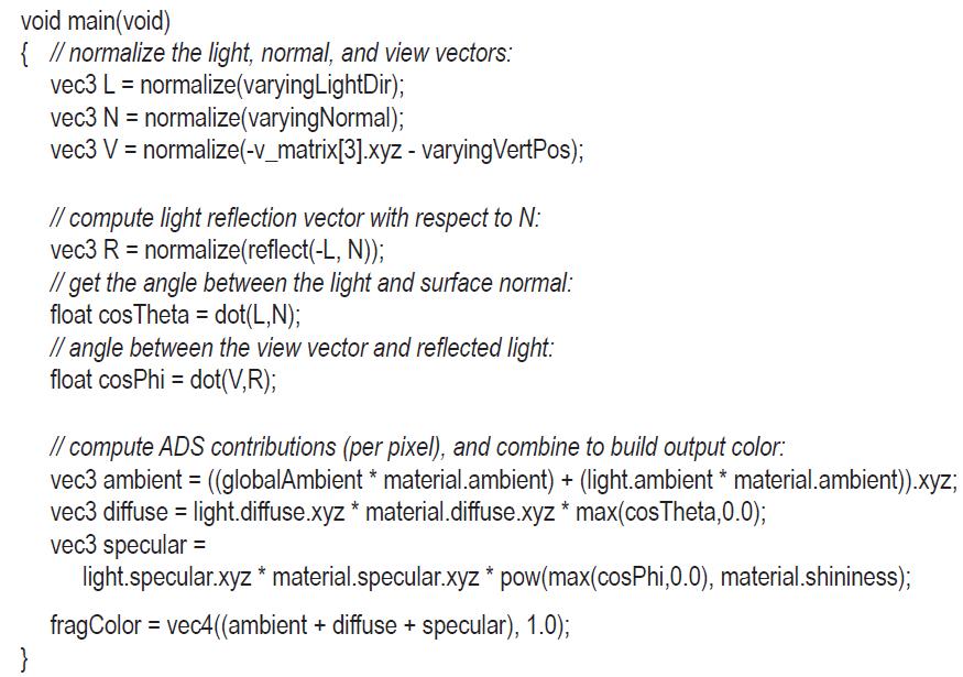 void main(void) { // normalize the light, normal, and view vectors: vec3 L = normalize(varying LightDir);