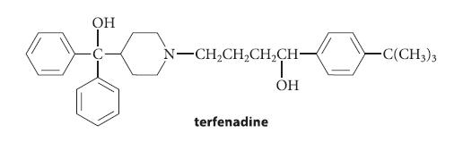 OH N-CHCHCHCH- terfenadine  OH -C(CH3)3