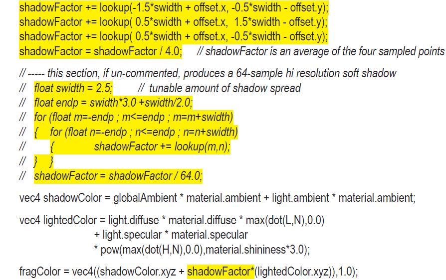 shadowFactor shadowFactor shadowFactor += lookup(-1.5*swidth += lookup(0.5*swidth += lookup(0.5*swidth +