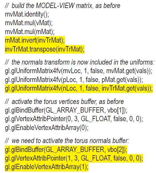 // build the MODEL-VIEW matrix, as before mvMat.identity(); mvMat.mul(vMat); mvMat.mul(mMat); mMat.invert(inv