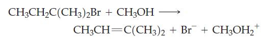 CH3CHC(CH3)2Br + CH3OH CHCH=C(CH3)2 + Br + CH3OH+