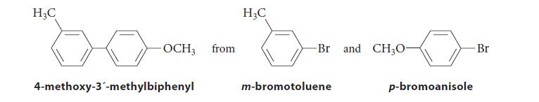 HC - OCH3 from 4-methoxy-3'-methylbiphenyl HC -Br and CH3O- m-bromotoluene p-bromoanisole Br