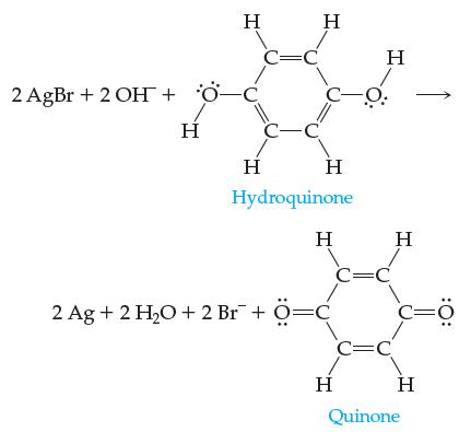 H 2AgBr+2OH+ c H H C=C C-C H C- H Hydroquinone H 2 Ag+ 2 HO +2 Br + =C H H C=C C=C H C=O H Quinone