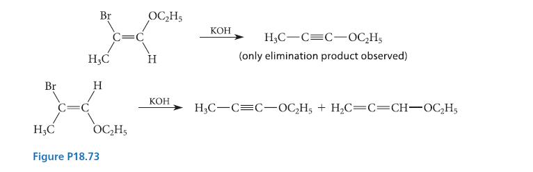 Br H3C C=C Br H HC Figure P18.73 OCH5 OCH5 H KOH KOH HC-C=C-OCH5 (only elimination product observed)