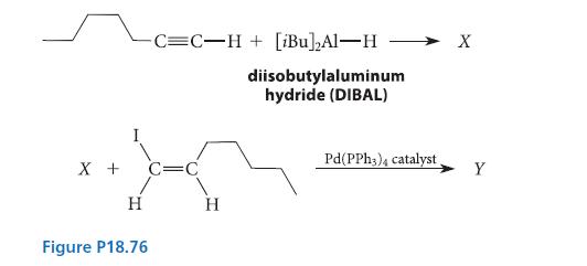 X + C=C H C=C-H+ [iBu]Al-H Figure P18.76 H diisobutylaluminum hydride (DIBAL) Pd(PPH3)4 catalyst X Y