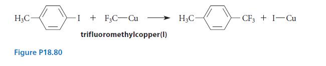 HC Figure P18.80 -I + F3C-Cu trifluoromethylcopper (1) HC- CF3+ I-Cu