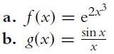 a. f(x) = 2x- b. g(x) = sin x X