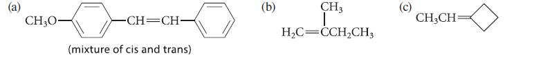 CH0- -CH=CH- (mixture of cis and trans) (b) CH3 I HC=CCHCH3 CHCH=