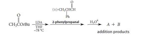 CH3COtBu LDA THF -78 C (+)-CHCHCH Ph 2-phenylpropanal HO* A + B addition products