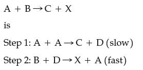 A + B C + X is Step 1: A + AC + D (slow) Step 2: B + DX + A (fast)