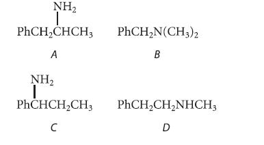NH PhCHCHCH3 A NH I PhCHCHCH3 C PhCHN(CH3)2 B PhCHCHNHCH3 D