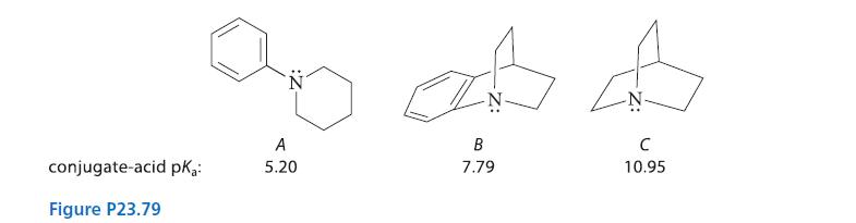 conjugate-acid pka: Figure P23.79 N A 5.20 of A C 10.95 B 7.79