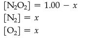[NO] = 1.00 x [N] = x [0] = x