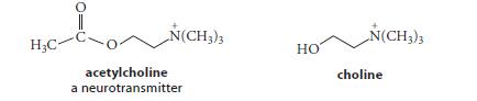 HC CO N(CH3)3 acetylcholine a neurotransmitter HO N(CH3)3 choline