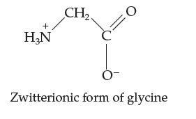 + HN CH C O O- Zwitterionic form of glycine