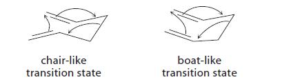 chair-like transition state boat-like transition state