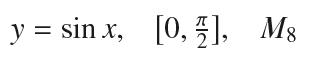 y = sin x, [0, 1], M8