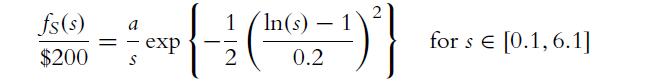 fs(s) $200 = - exp 1 (In(s) - 1) 2 0.2 2 for s  [0.1,6.1]