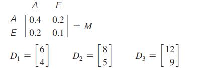 A E A [0.4 0.2] E 0.2 0.1 8 D = [] D -[] = M D3 12