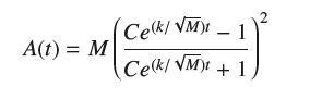 A(t) = M J (Celk / VM) - 1 Cek/VM)1 + 1