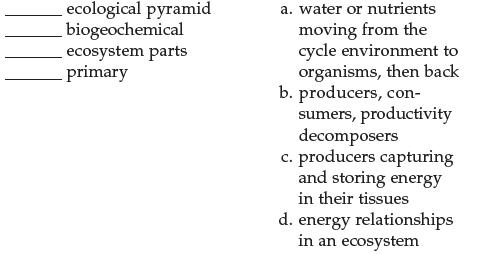 ecological pyramid biogeochemical ecosystem parts primary a. water or nutrients moving from the cycle