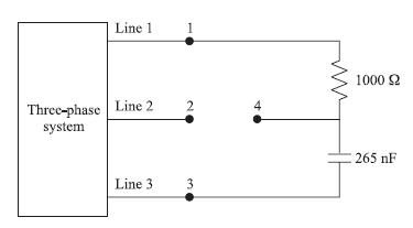 Line 1 Three-phase Line 2 system Line 3. 1 2 3 M 1000 92   265 nF
