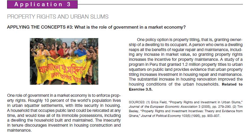 Application 3 PROPERTY RIGHTS AND URBAN SLUMS APPLYING THE CONCEPTS #3: What is the role of government in a