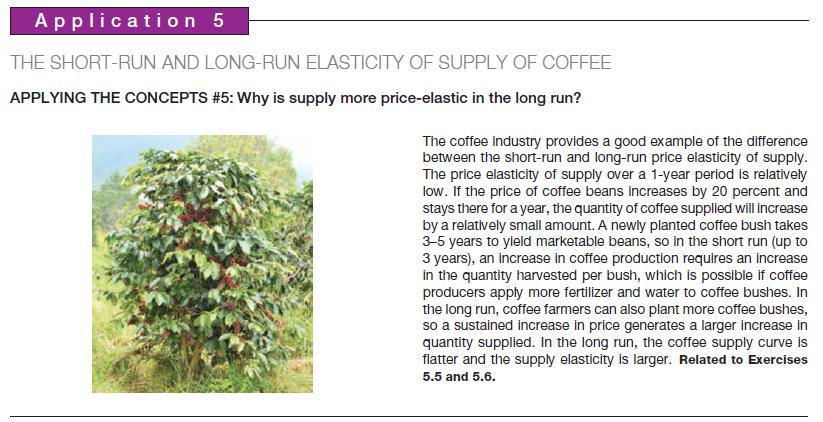 5 Application THE SHORT-RUN AND LONG-RUN ELASTICITY OF SUPPLY OF COFFEE APPLYING THE CONCEPTS #5: Why is