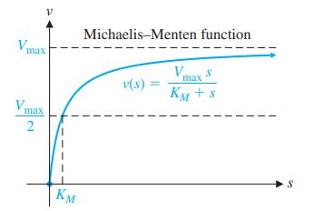Vmax Vmax 2 V KM Michaelis-Menten function v(s) = Vmax S KM + S S
