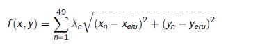 49 f(x,y)=(xn- Xeru) + (yn - Yeru) n=1