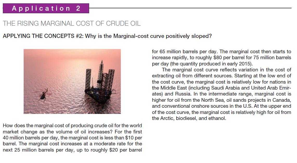 Application 2 THE RISING MARGINAL COST OF CRUDE OIL APPLYING THE CONCEPTS #2: Why is the Marginal-cost curve
