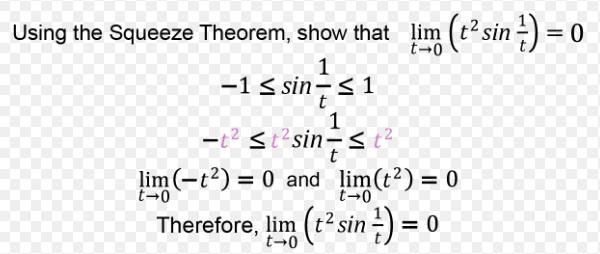 Using the Squeeze Theorem, show that lim (t sin ) = 0 1 1 sin- 1 t 1 -t tsin=t lim (t) = 0 and lim (t) = 0