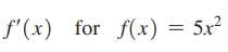f'(x) for f(x) = 5x