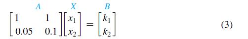 1 0.05 A 1 X L]=[] X1 k 0.1 B (3)