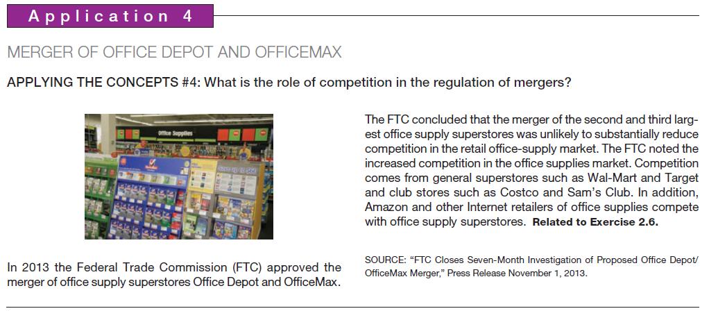 Application 4 MERGER OF OFFICE DEPOT AND OFFICEMAX APPLYING THE CONCEPTS #4: What is the role of competition