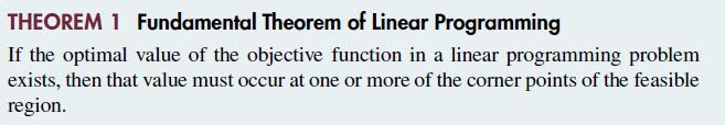 THEOREM 1 Fundamental Theorem of Linear Programming If the optimal value of the objective function in a
