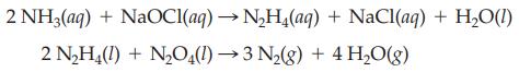 2 NH3(aq) + NaOCl(aq)  NH(aq) + NaCl(aq) + HO(1) 2 NH4(1) + NO4(1)3 N(g) + 4HO(g)