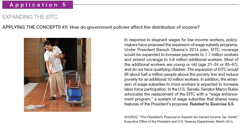 Application 5 EXPANDING THE EITC APPLYING THE CONCEPTS #5: How do government policies affect the distribution