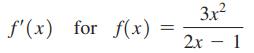 f'(x) for f(x) = 3x 2 2x - 1