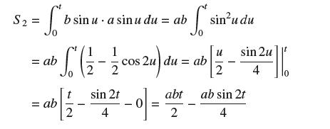 - Sbs S = b sinu a sinu du = ab Sinudu 1 Sc (2-3cos 24) du = ab | 2 - Sin24] 16 2ut = ab = ab |- - -sin2t_0=