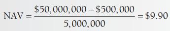 NAV = $50,000,000-$500,000 5,000,000 = $9.90