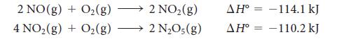 2 NO(g) + O2(g) + O2(g) 4 NO2(g) 2 NO2(g) 2 NO;(g)  = -114.1 kJ  = -110.2 kJ