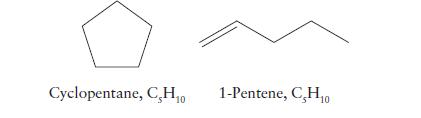 Cyclopentane, CH0 10 1-Pentene, CH0 10
