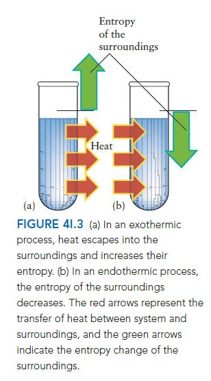 Entropy of the surroundings Heat E F (b) FIGURE 41.3 (a) In an exothermic process, heat escapes into the