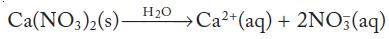 Ca(NO3)2(s)- HO Ca+(aq) + 2NO3(aq)